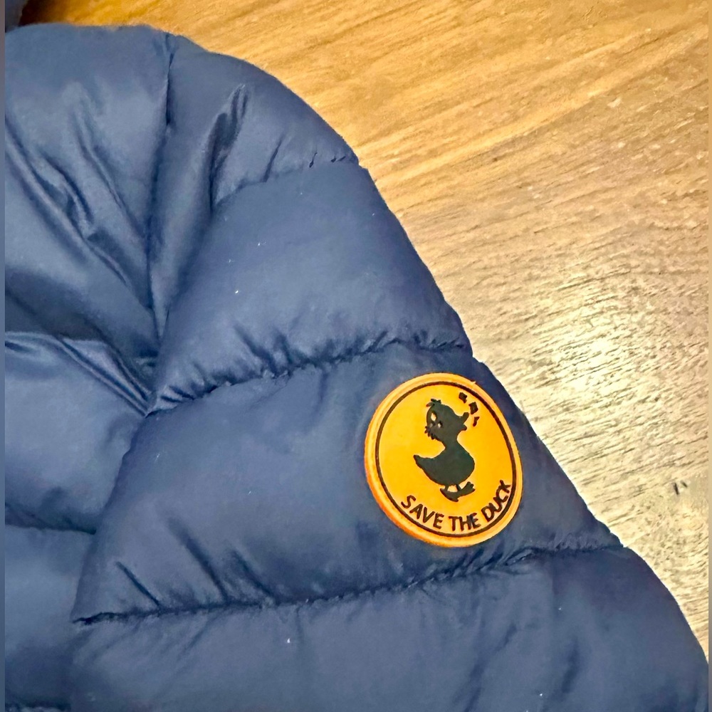 NWTs Save The Duck Faux Shearling Lined Hooded Puffer. Boy/Girl. Navy. Sz. 4 - Picture 2 of 8